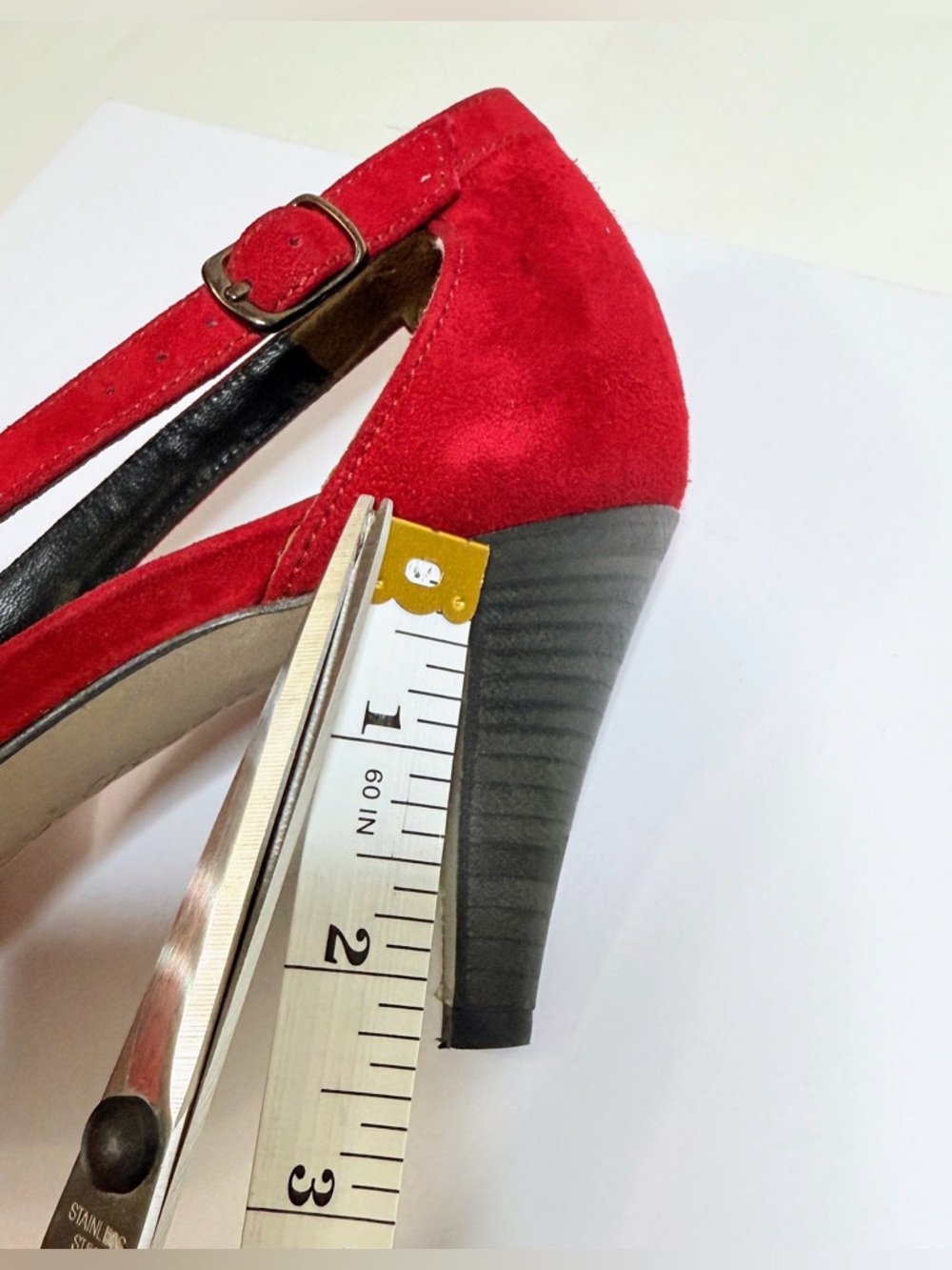 Paul Green Red Suede D’Orsay Heels Pointed Toe Pumps EU 38.5 US 8 - Picture 10 of 16